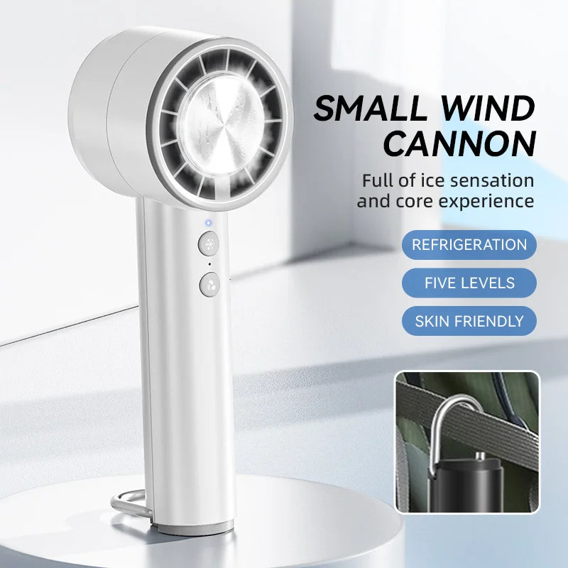 Maliben | Brisano Aircool Mini Hand Fan With Cooling Function | 5 Speeds | Led Display & Usb Charging | Quiet & Portable | For Travel, Office & Outdoor