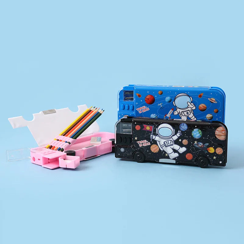 Maliben | Cartoon Bus Multifunctional Kids Stationery Pencil Box