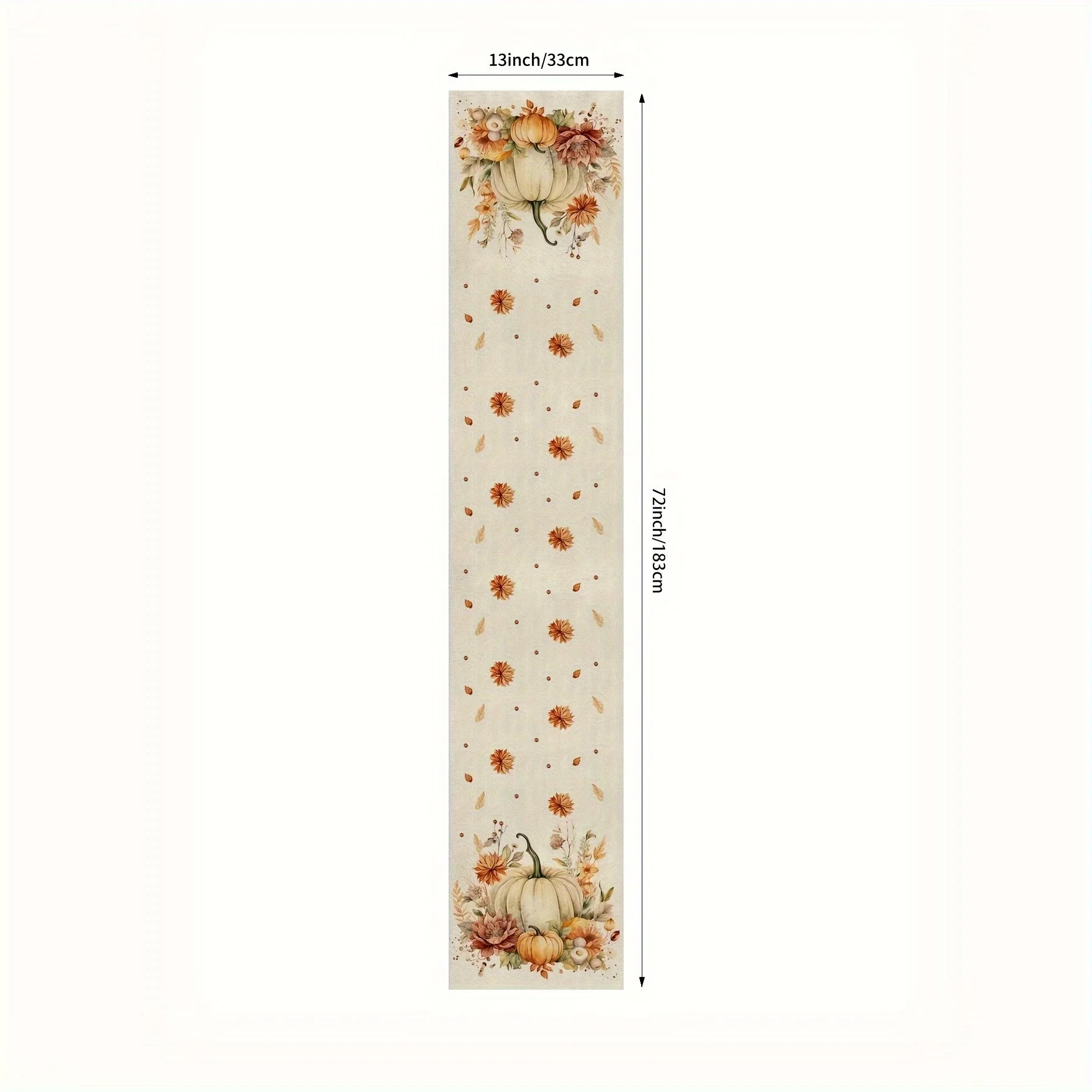 Maliben | Autumna Autumn Table Runner | Pumpkin & Flower Motif | Washable & Durable | Linen Look | 150–275 × 33 Cm