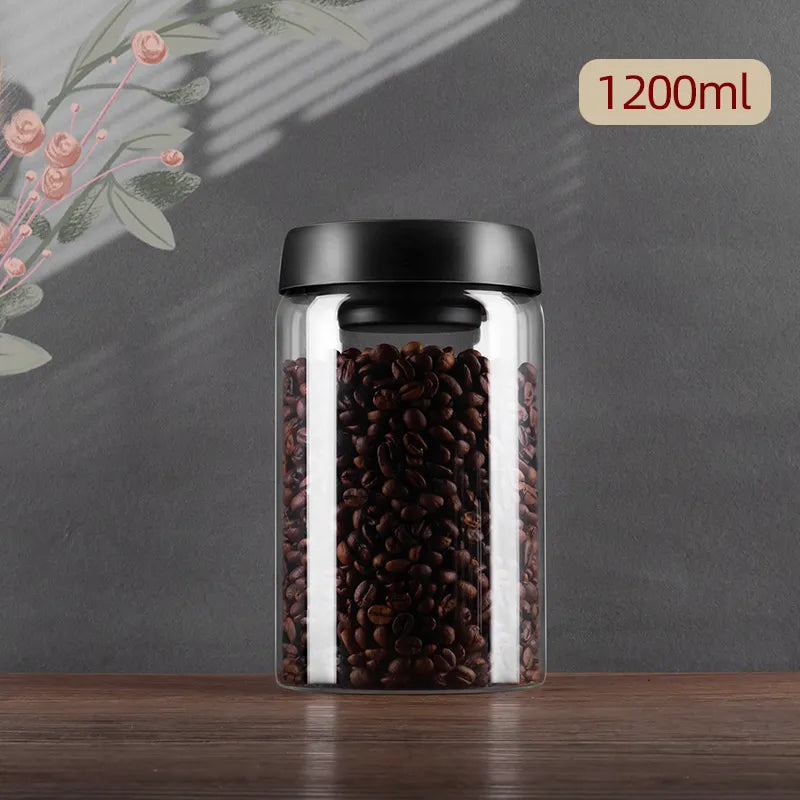 Maliben | GIANXI Vacuum Sealed Jug, Coffee Beans, Glass, Airtight Canister, Food, Grains, Sweets, Fresh Keeping Container, Kitchen Accessories