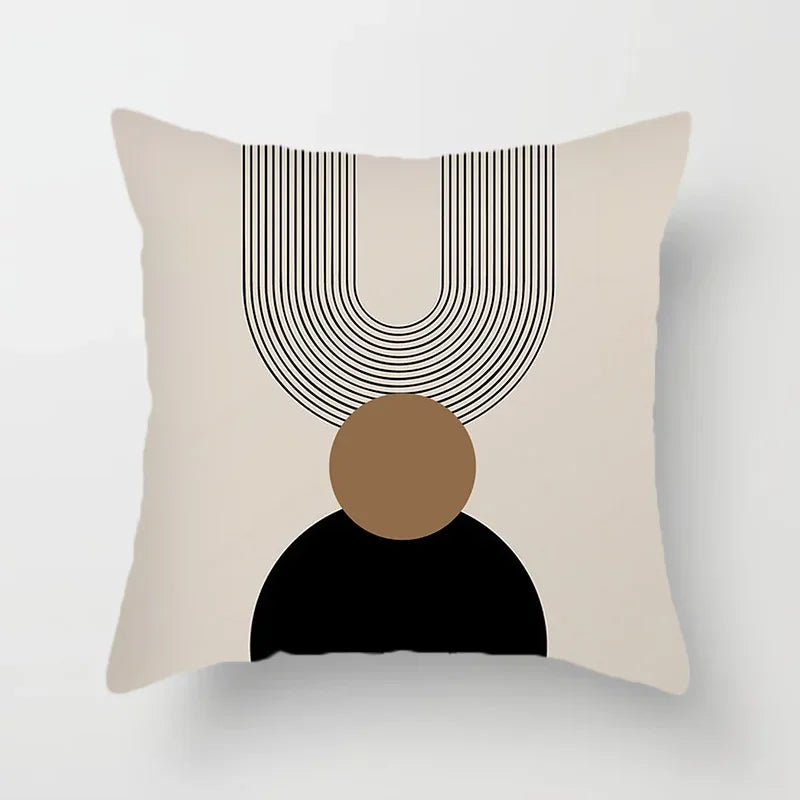 Maliben | Aurum Cushion Cover - Modern Black-White Cushion Cover With Abstract Art Print
