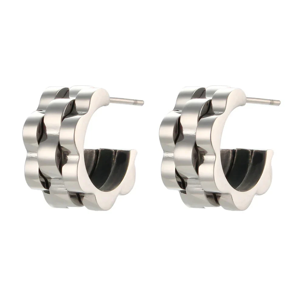 Maliben | Textured Watch Hoop Earrings