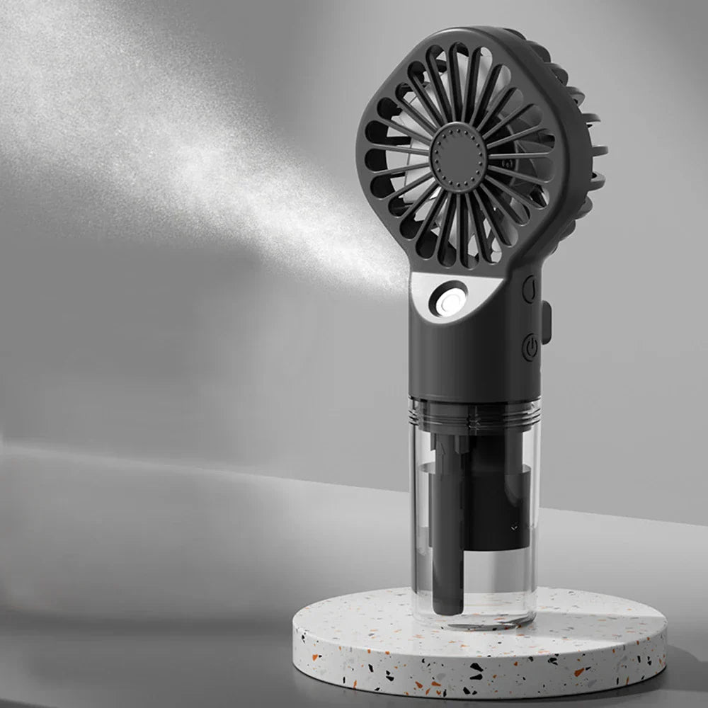 Maliben | Brisella Air Mini Hand Fan With Air Humidifier | 4-Stage Spray Function | Usb Rechargeable | Portable & Quiet