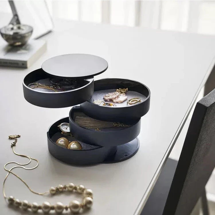 Maliben | Velvira Jewelry Box Rotatable | 5 Levels With Lid | Dustproof & Compact | For Jewelry, Hair Accessories & Makeup