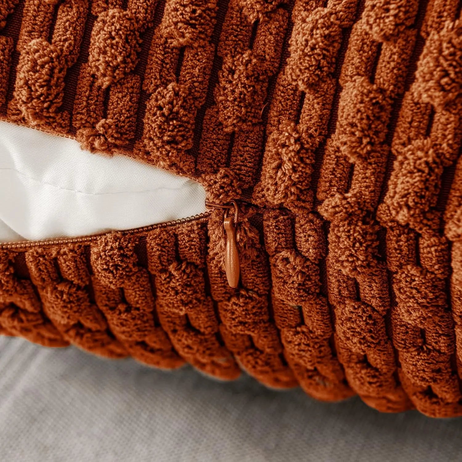 Maliben | Soft Ribbed Velvet Decorative Pillow With Stripes In Boho Style For Sofa And Bed