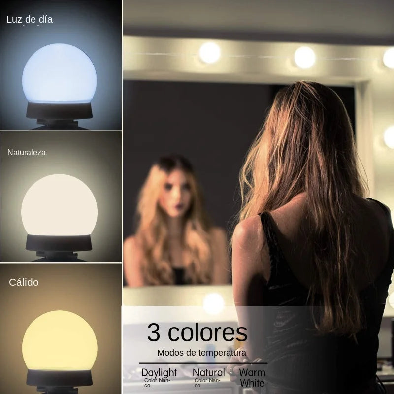 Maliben | Glamora | Led Makeup Mirror Light Set | 10 Hollywood-Style Lamps | Usb, Dimmable & 3 Color Modes