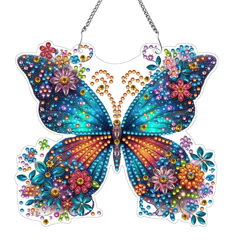 Maliben | Butterfly Pendant | 5d Diy Diamond Painting | Double-Sided Acrylic | Sparkling Window Decoration