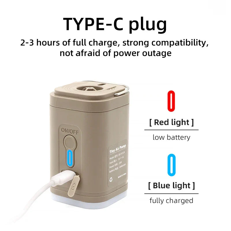 Maliben | Outdoor Air Pump Aeroblow Mini | Electric & Usb Rechargeable | Portable & Cordless | For Air Mattresses & Vacuum Bags