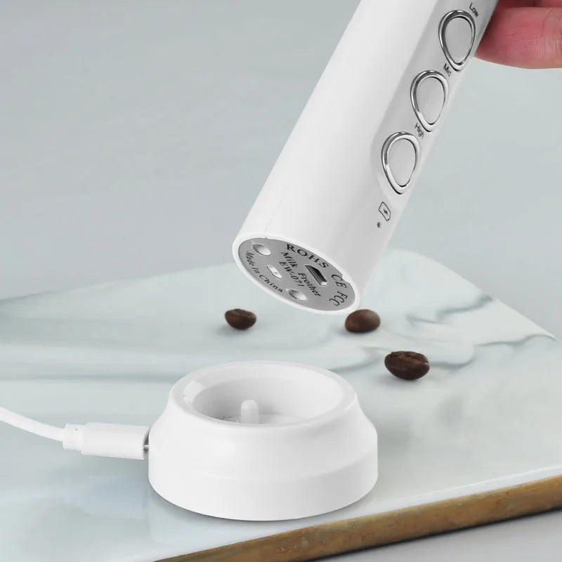Maliben | 3 In 1 Electric Milk Frother Rechargeable Milk Foam Maker Handheld Frother High Speed Milk Frother Drink Mixer Coffee