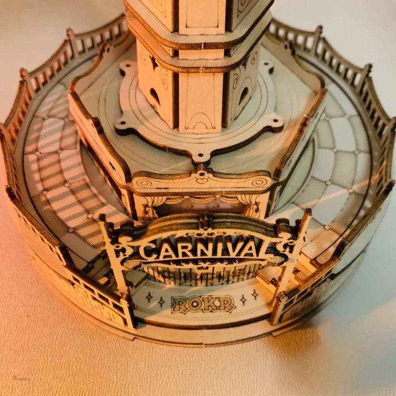 Maliben | Wooden 3d Puzzle Diy Carnival Tower Kit