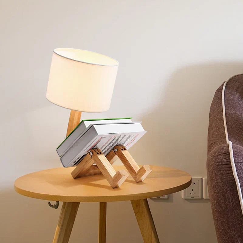 Maliben | Playful Robot Table Lamp - Made Of Sustainable Wood For Creative Spaces