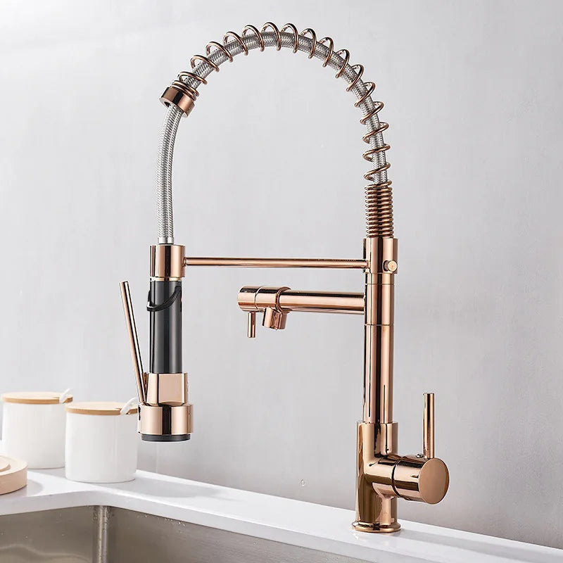 Maliben | Dualflow Kitchen Faucet - Luxurious Double Bronze Kitchen Faucet