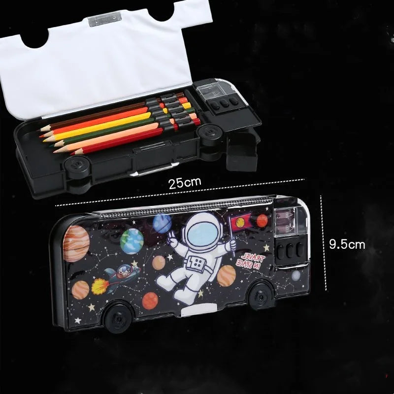 Maliben | Cartoon Bus Multifunctional Kids Stationery Pencil Box