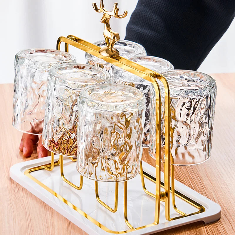 Maliben | Glacio Glass Cup Holder - Glass Party Holder With Reindeer Design For Luxurious Whisky Experience