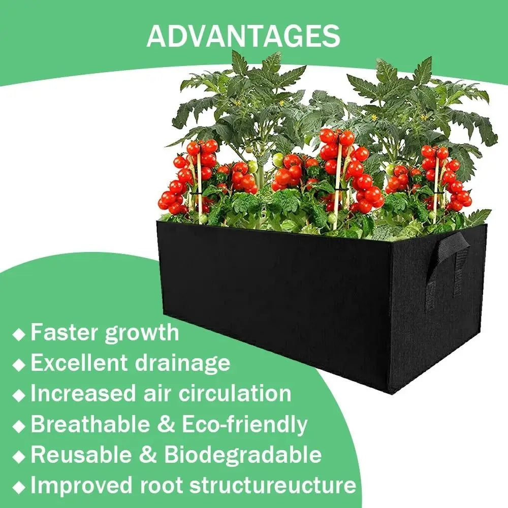 Maliben | Florabrix Plant Bag | Rectangular Planting Bag Made Of Non-Woven Fabric | With Handles & Drainage | For Vegetables, Flowers & Herbs