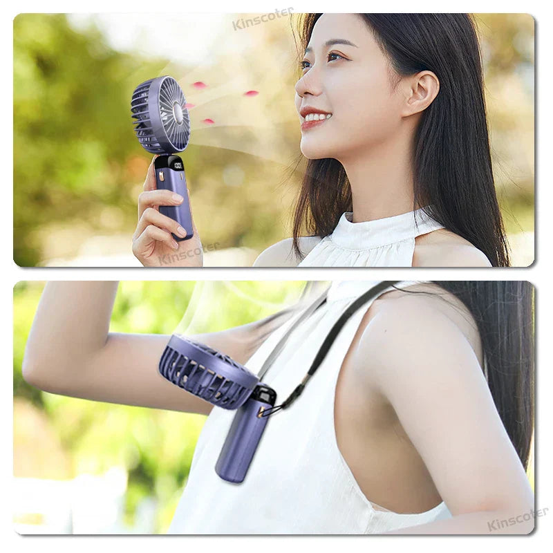 Maliben | Aerioniq 3-In-1 Mini-Fan | Led Display | 5 Levels | Battery With Power Bank Function | Portable & Standable