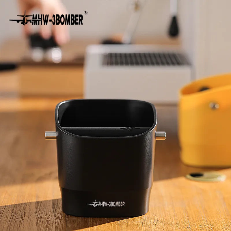 Maliben | 0.9–1.2 l Espresso knock box, detachable knock bar and non-slip base, square coffee grounds waste, barista desktop accessories