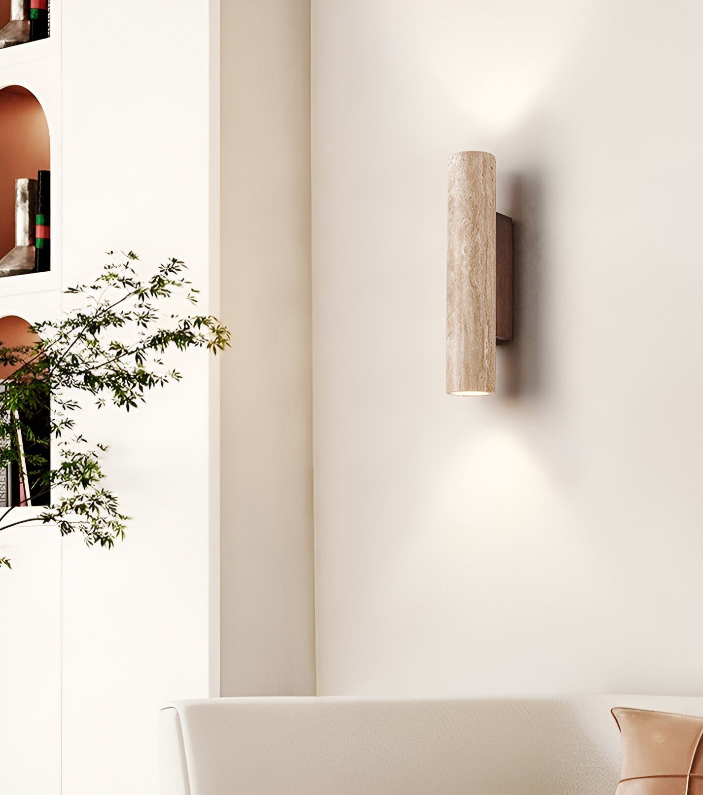 Maliben | TravertIne Wall Lamp in Japandi Tube Shape