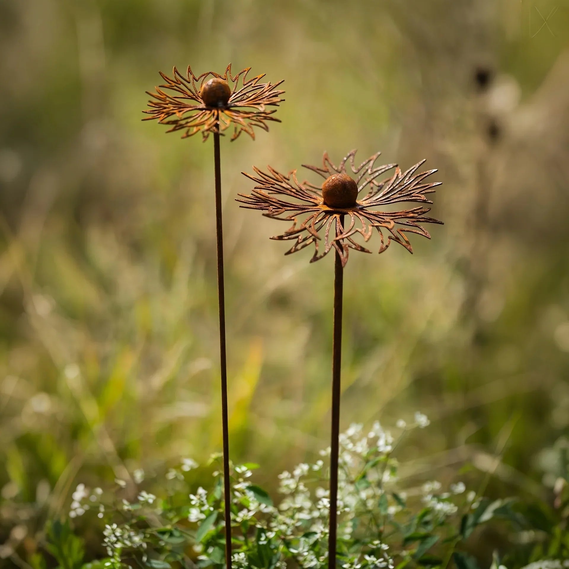 Maliben | Florusta Garden Stake Bluebonnet | Rust Look Metal | Rustic Garden Decor