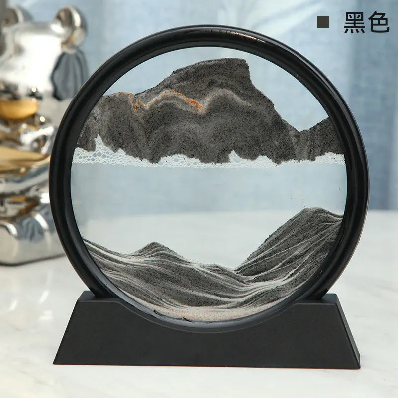 Maliben | 3d Sand Picture Aurelia Flow | MovIng Sand Art in Glass | Relaxation & Decoration | Round Design