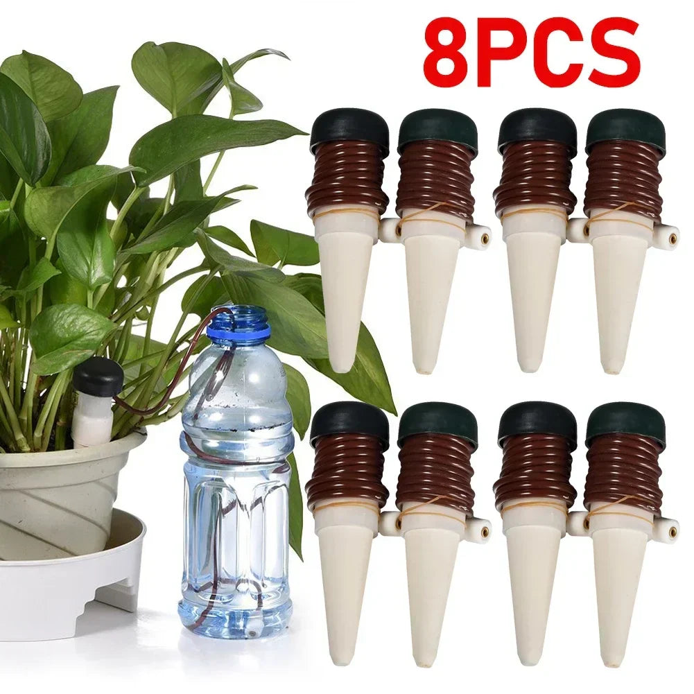 Maliben | Aquaterris Plant Irrigation System | 8-Piece Set | Self-Watering Ceramic Spikes | Automatic & For Indoor Use