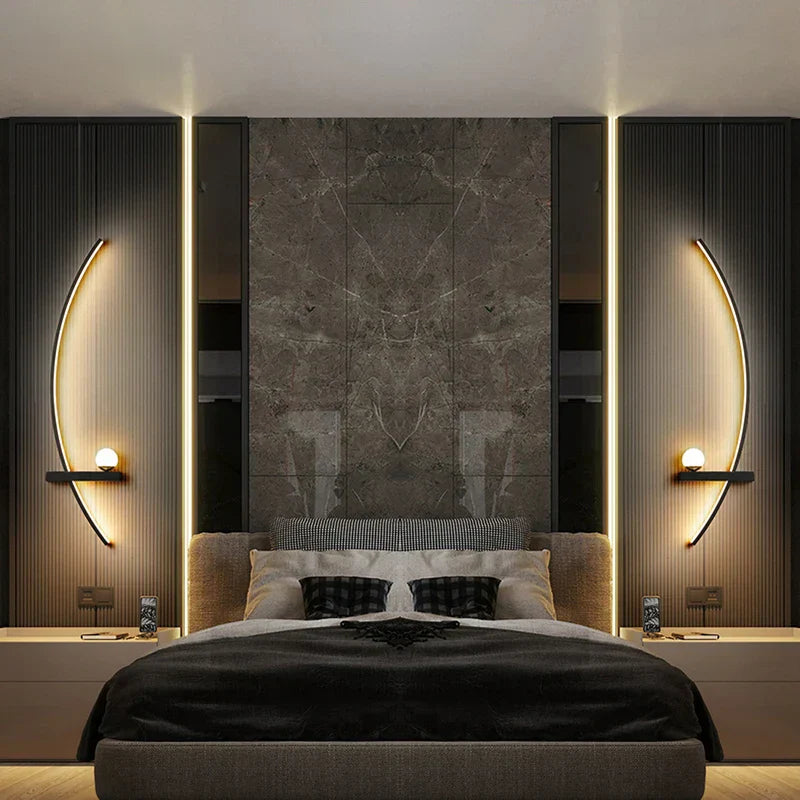 Maliben | Contemporary Edge Wall Lamp – Black & Gold Indoor/Outdoor Lighting For Modern Spaces