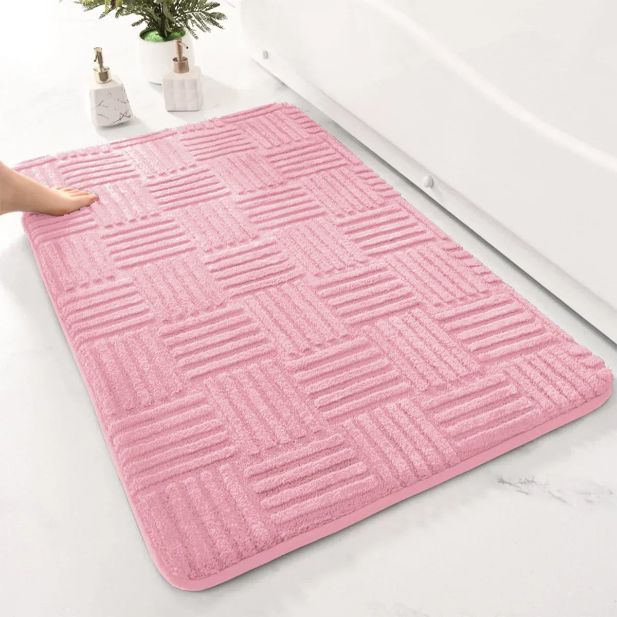 Maliben | Thick Striped Non-Slip Bath Mat With Soft And Absorbent Capability