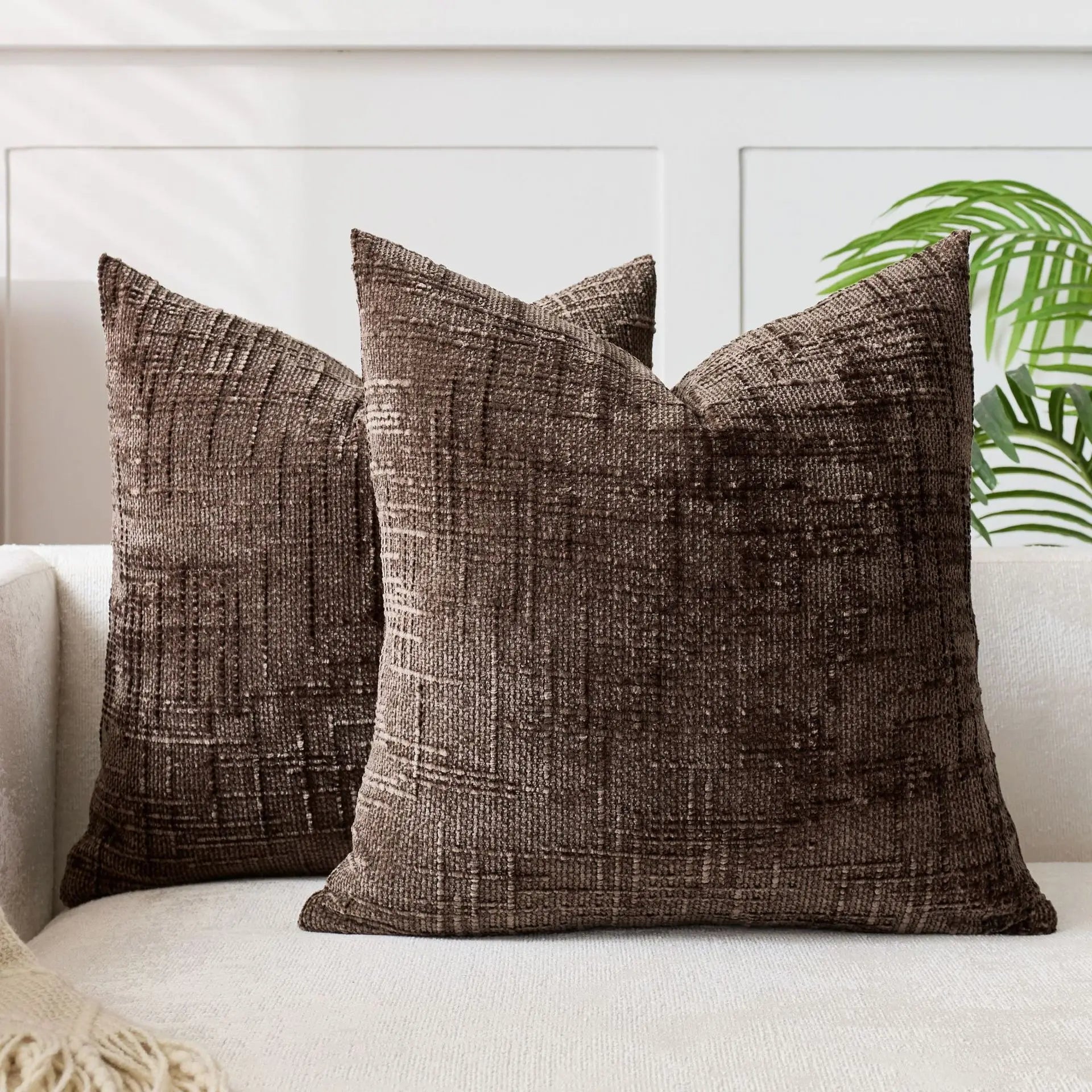 Maliben | Chenille Cushion With Bamboo Texture In Solid Color For Sofa And Bedroom