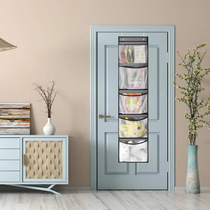 Maliben | Door-Hanging Organizer Storiva Pocketmax | With 5 Large Compartments | Hanging Shelf For Door & Cabinet | Gray | Space-Saving Storage