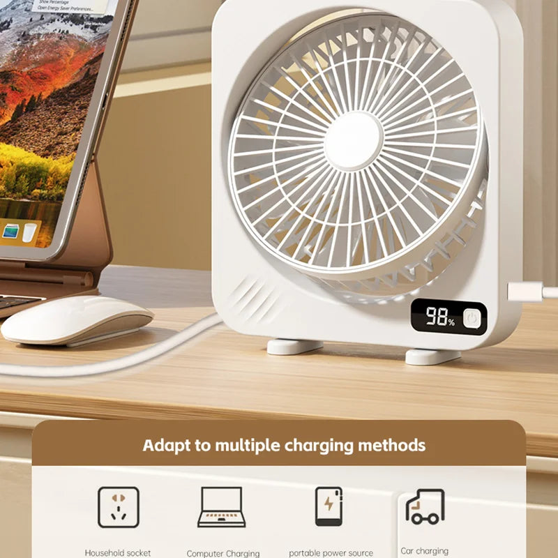 Maliben | Aerolino Usb Desk Fan | 5-Level Digital Display | Portable & Quiet | For Office, School & Home