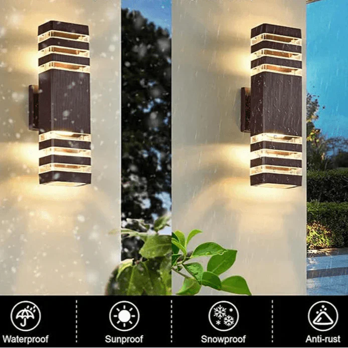 Maliben | Lumibloc Led Outdoor Wall Light | Up & Down Effect | E27 Socket | Ip65 Waterproof | Modern Design For Garden & Balcony