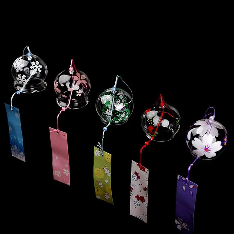 Maliben | Glass Wind Chime Hanabira | Japanese Style | Clear Sound & Decorative Pendant | Handmade