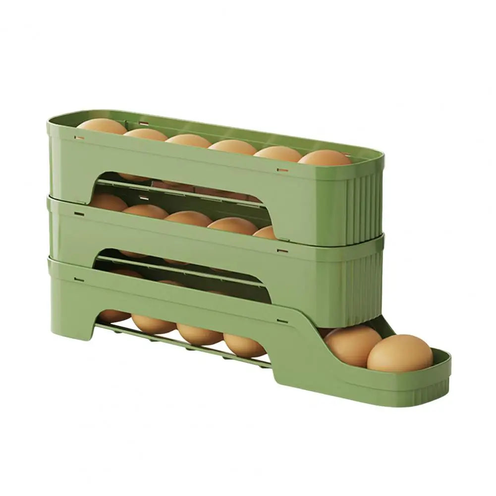 Maliben | Egg Box Rollomaxx | 4-Tier Egg Organizer | Space-Saving & Self-Rolling | Transparent Design
