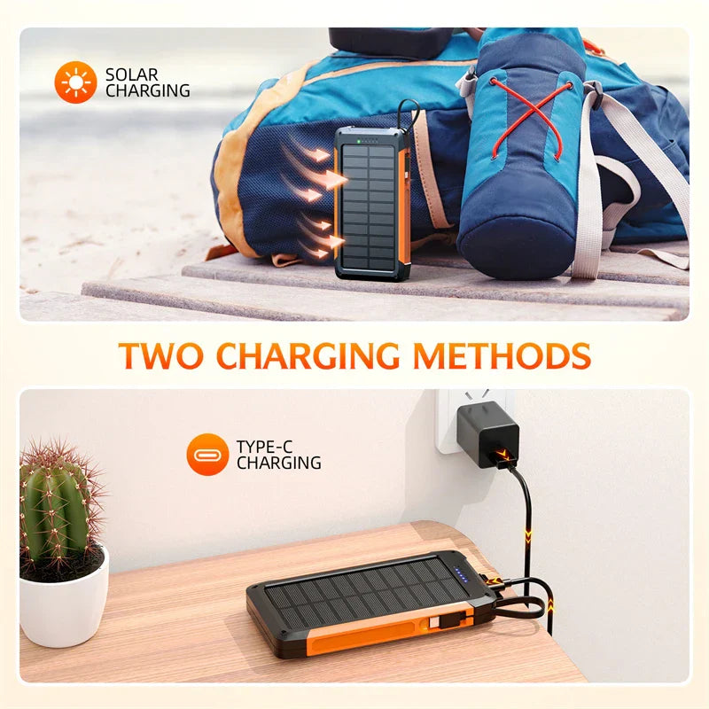 Maliben | Voltaris Magcharge Solar Powerbank 10000mah | Magnetic Wireless Charging | 22.5w Fast Charging Function | With Cable & Flashlight | For Iphone, Samsung & Co.