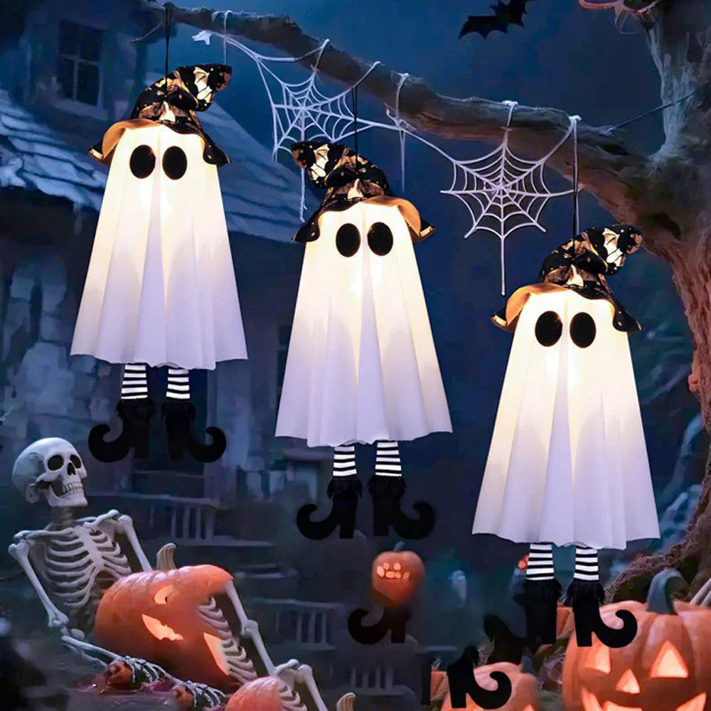 Maliben | Glow Ghost Spookyshine | Led Hanging Ghosts | Halloween Decoration | Indoor & Outdoor | 1/2/3 Pieces