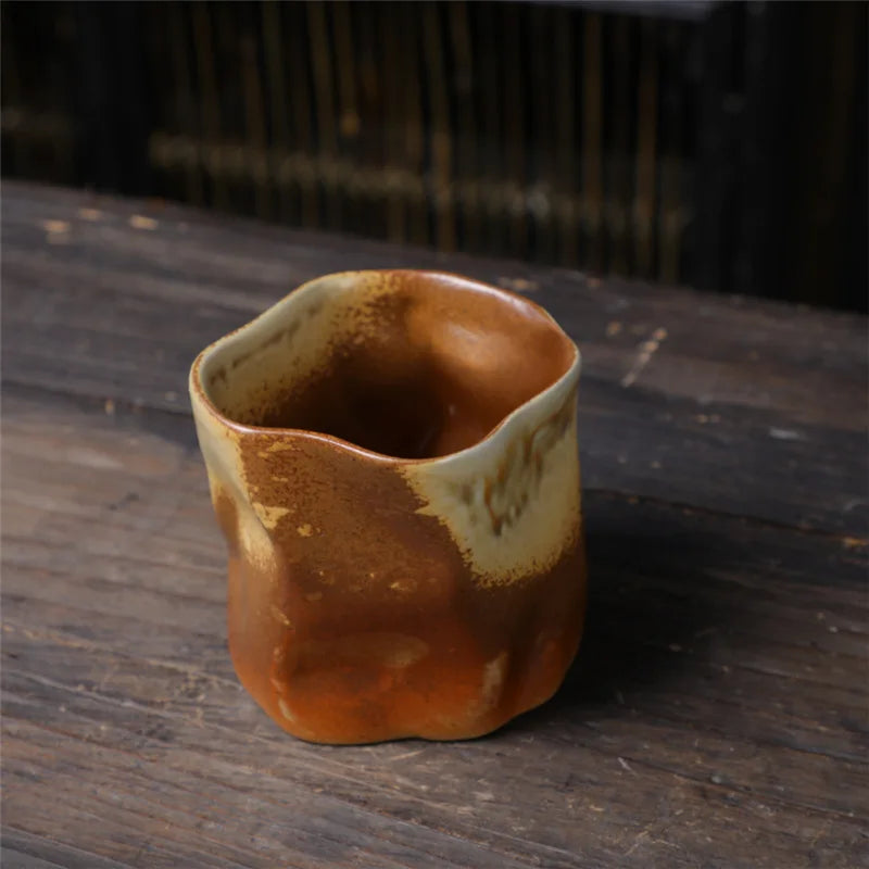 Maliben | Irregular twisted shape cup 9.47 ounces/280 ml ceramic coffee tea cup without handle polychromatic creative ceramic mugs coffee mugs retro