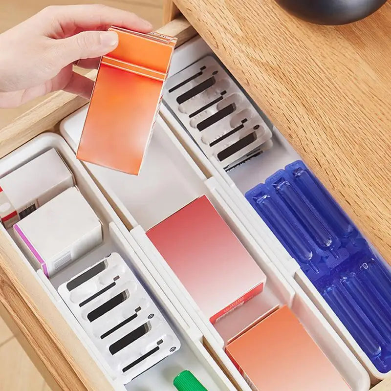 Maliben | Flexisort Cutlery Tray | Expandable Cutlery Organizer | Flexible & Space-Saving | White