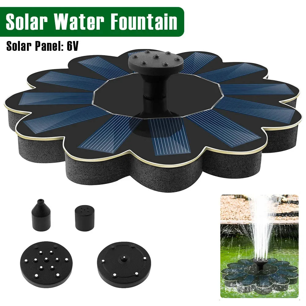 Maliben | Solar Spring Garden Fountain | 5 Nozzle Attachments | Energy Saving & Maintenance-Free | For Pond, Bird Bath & Balcony