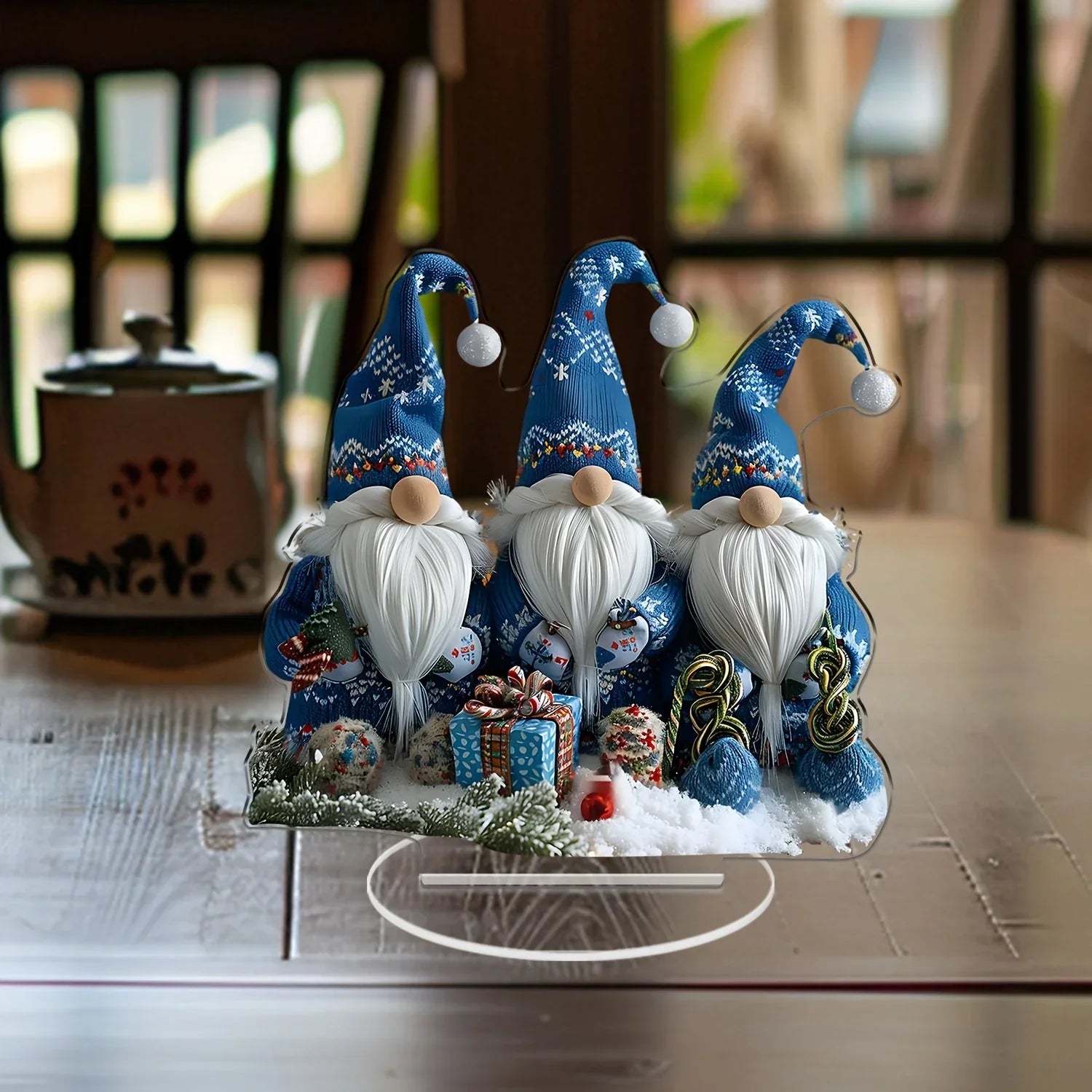 Maliben | Glasnordic Christmas Gnome Decoration | Acrylic Table Figure 18 Cm | 3 Gnomes In Blue | Festive Decoration For Living Room, Kitchen & Office