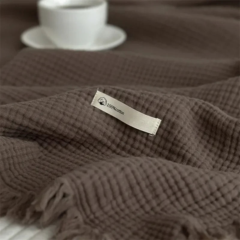 Maliben | Solid Color Cotton Sofa Blanket