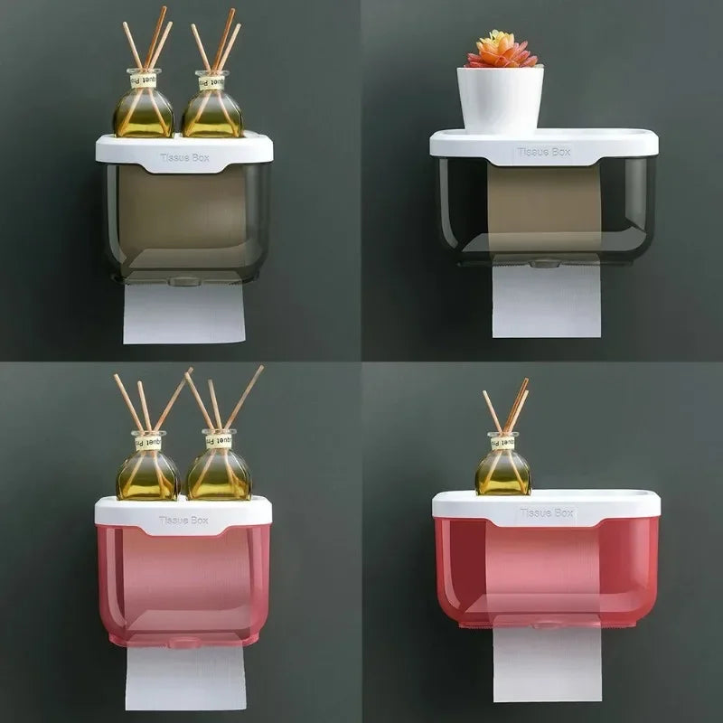 Maliben | Wall-Mounted Toilet Paper Holder | With Shelf & Waterproof Box | Modern & Space-Saving