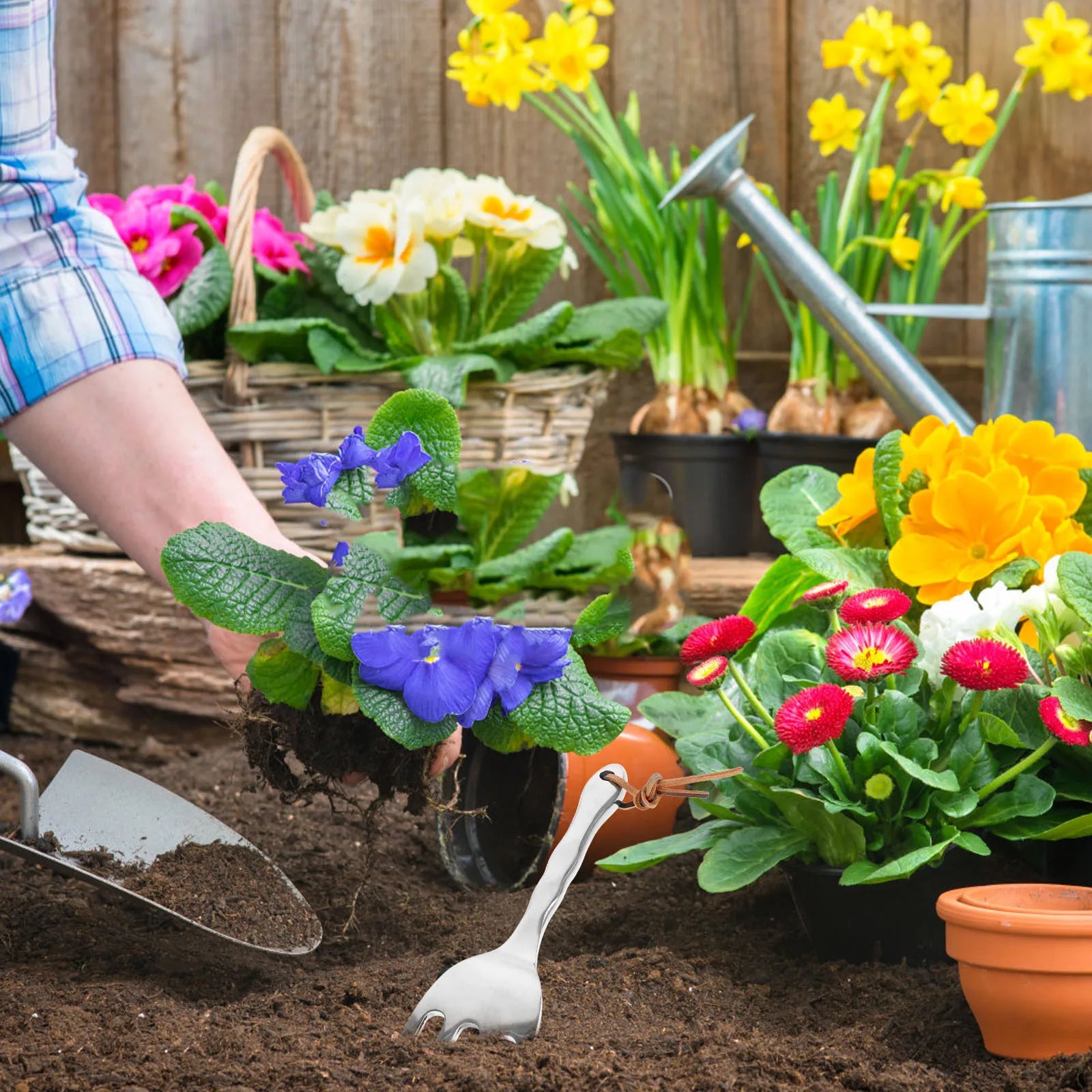 Maliben | Floravix Mini Garden Hand Rake | Lightweight & Durable | For Weeding, Digging & Soil Loosening | 20.5 Cm Length