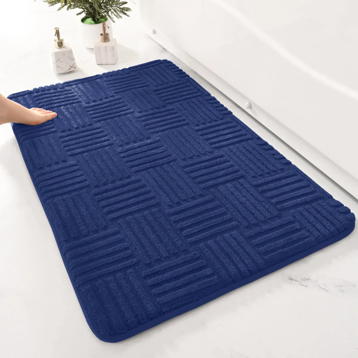 Maliben | Bath Mat Aquastripes | Non-Slip & Highly Absorbent | Soft & Easy Care | For Bathroom & Entrance