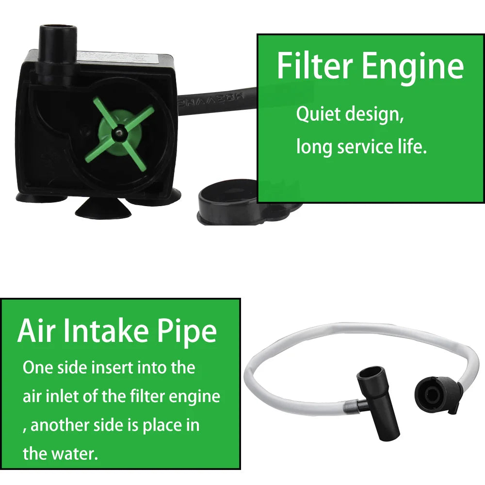 Maliben | Aquathero Water Filter Pump For Aquariums | Submersible Pump With Filter & Oxygen Supply | For Fresh & Saltwater | Eu Plug