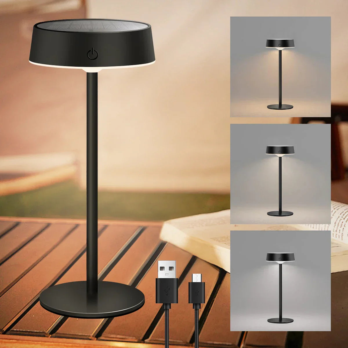 Maliben | Solvella Solar Table Lamp Led | Dimmable & Cordless | 3 Light Colors | Ip65 Waterproof For Indoor & Outdoor
