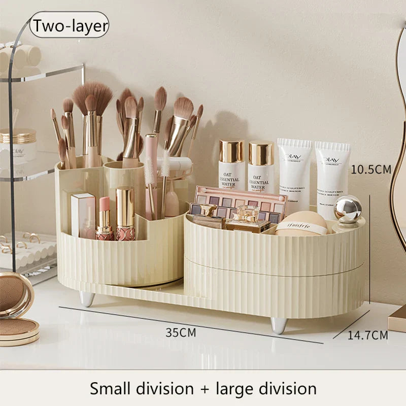 Maliben | Clearlyn Spinbox Rotatable Make-Up Organizer Made Of Plastic | Cosmetic Box With Compartments | 360° Rotating & Space-Saving | Acrylic Look
