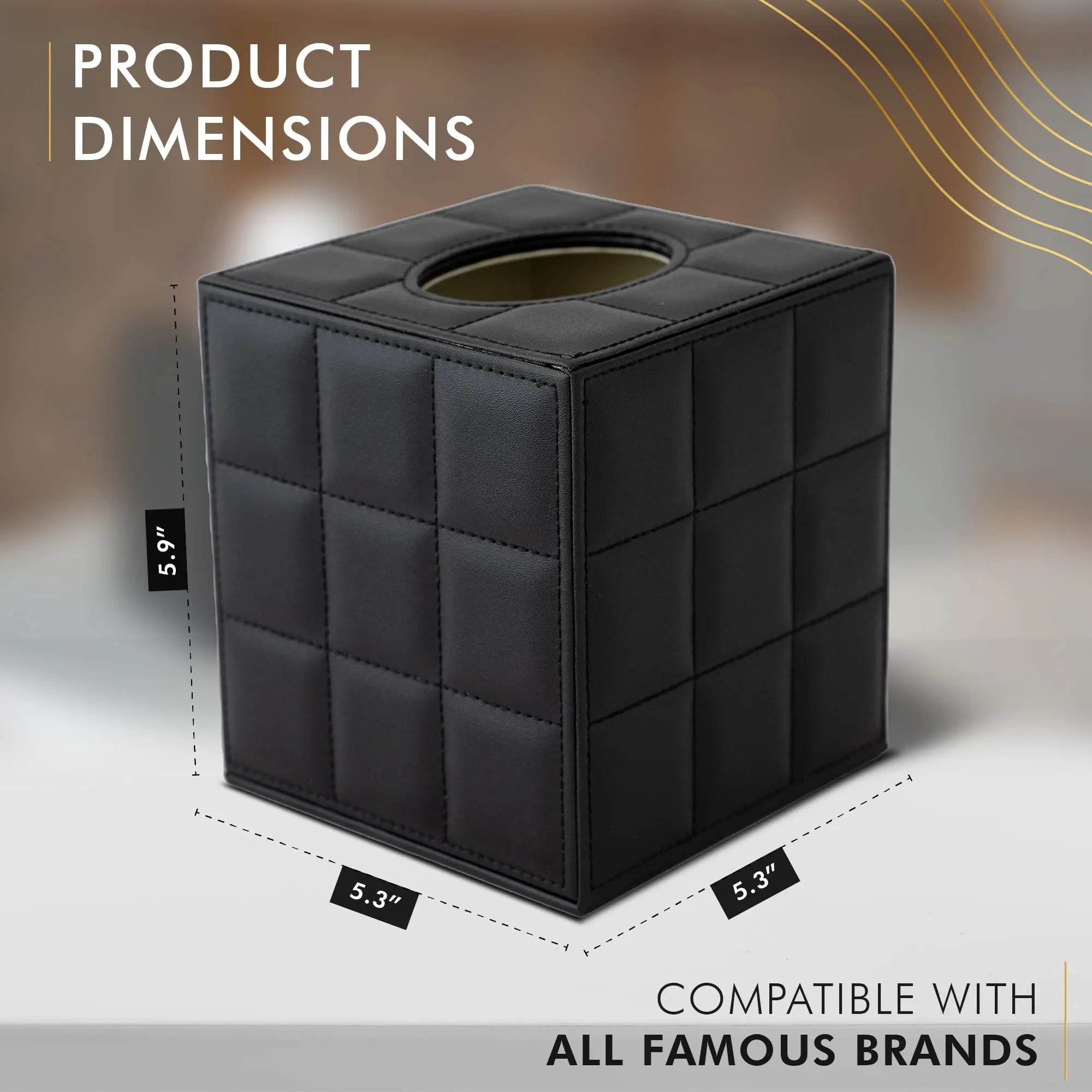 Maliben | Modern Tissue Box Holder Square, Napkin Holder Pump Paper Case Dispenser, Facial Tissue Box Cover for Home Bathroom Office Desk