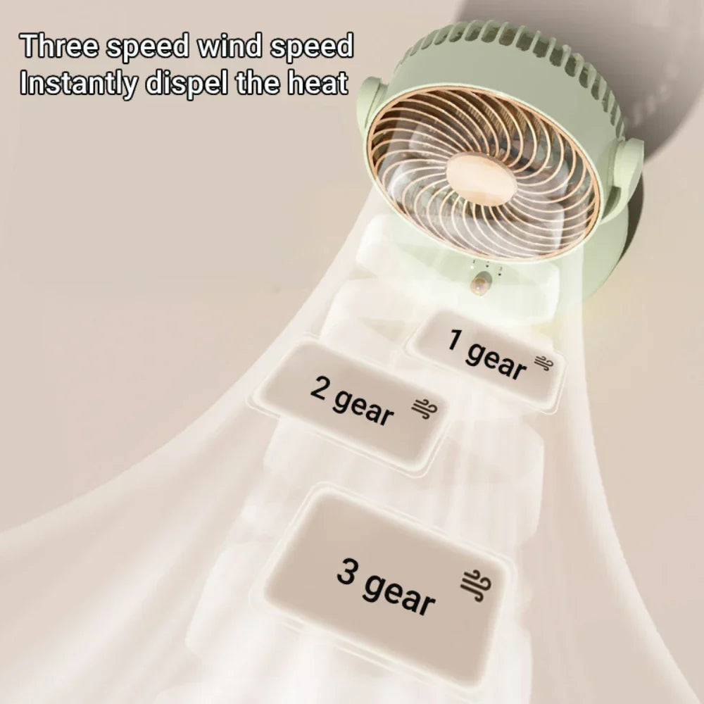 Maliben | Breezeloop Table Fan With 360° Rotation | Usb Fan With 3 Speeds & Battery | Quiet & Compact | For Office, Bedroom & Home