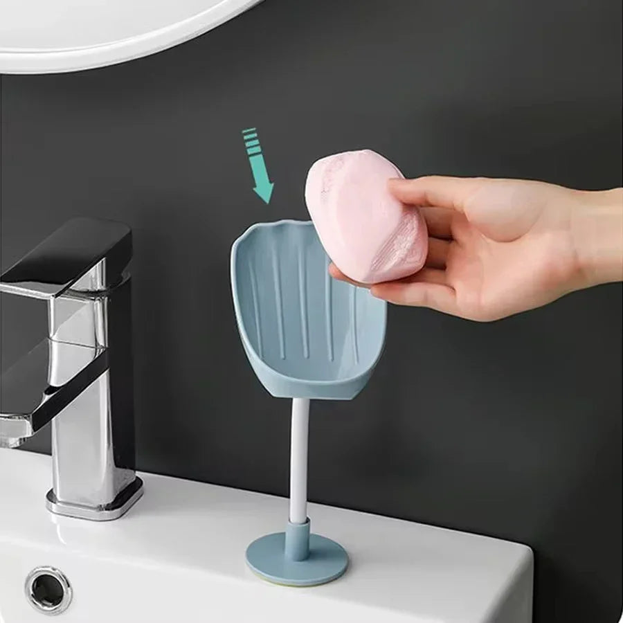 Maliben | Dryloft Soap Holder | Double Chamber With Drain & Lid | Wall Mount Without Drilling | Dust Protection & Space Saving