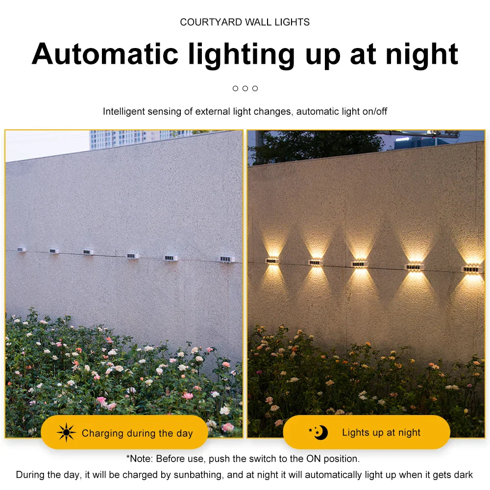 Maliben | Solar Wall Lights Solavine | Warm White Light | Ip44 Weatherproof | For Fence, Terrace & Garden | 8 Hours Light Duration